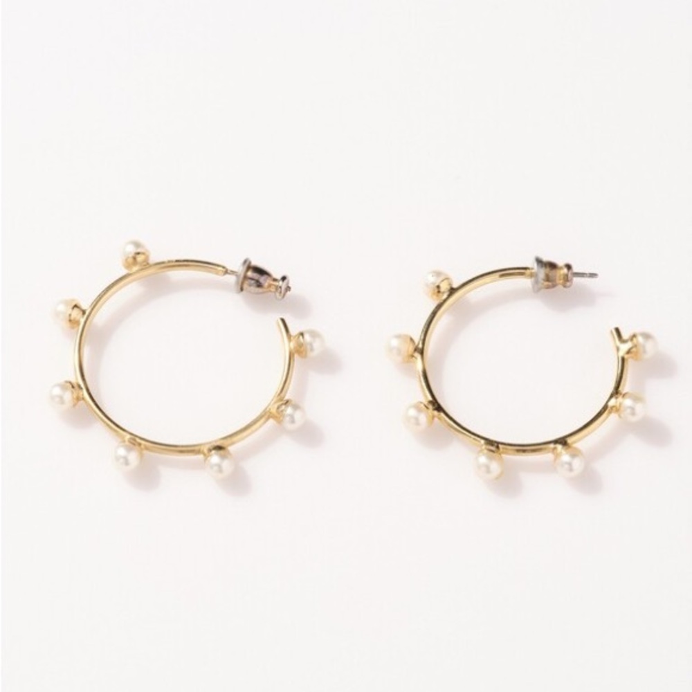 Show Me Your MuMu Gold Pearl Hoop Earrings